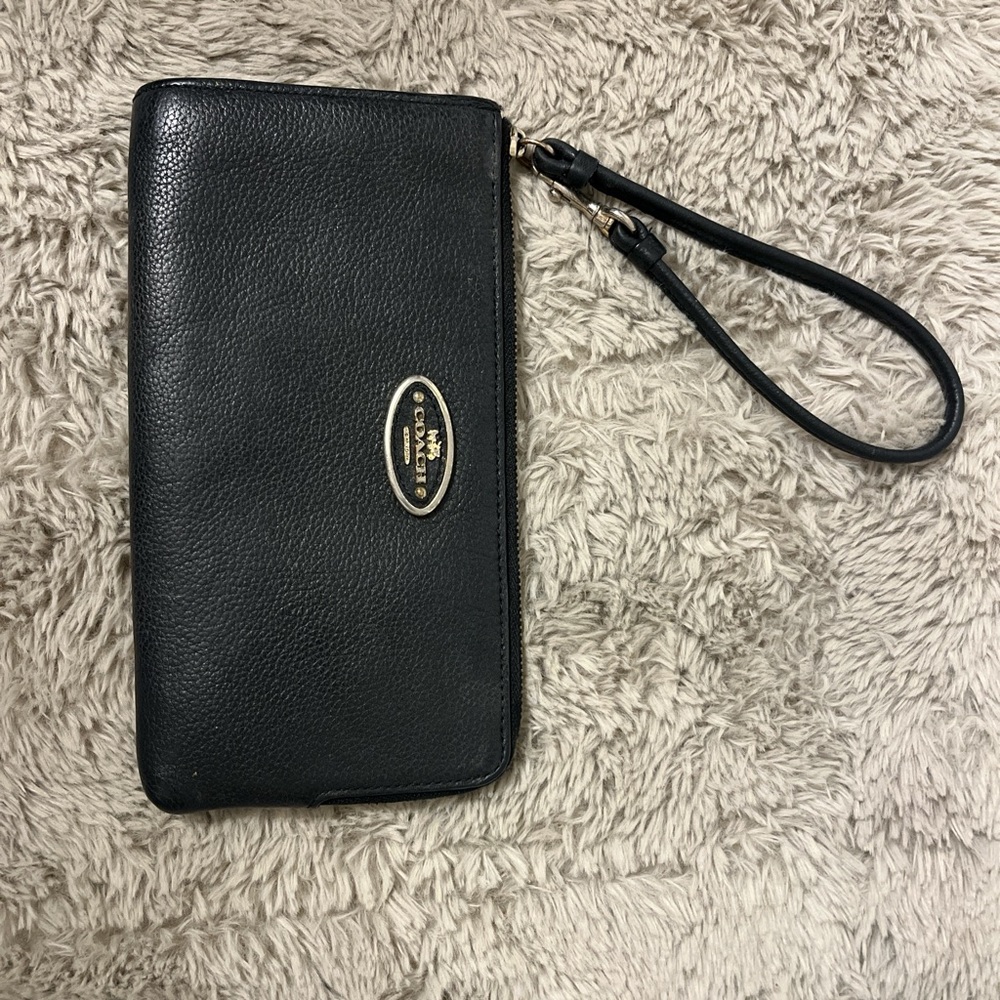 Coach Black Leather Wristlet